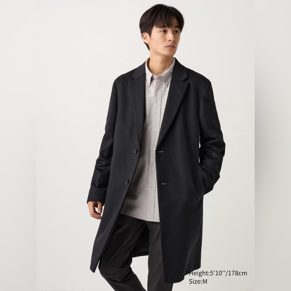 Uniqlo Black Wool Cashmere Overcoat XS